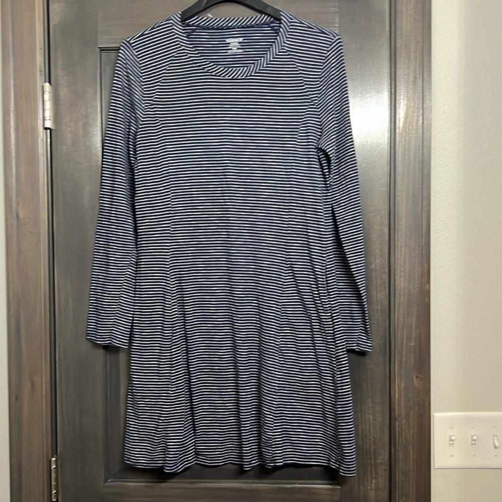 Toad & Co women’s Long Sleeve Knit Striped Organic Cotton Midi Dress Size L